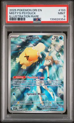 2025 POKEMON DRI EN-DESTINED RIVALS ILLUSTRATION RARE #193 MISTY'S PSYDUCK PSA 9 - Image 1