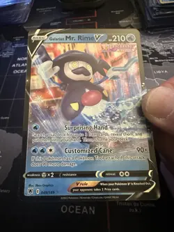 Pokemon TCG Galarian Mr. Rime V Fusion Strike 049/189 Holo V Rule Card - Image 1