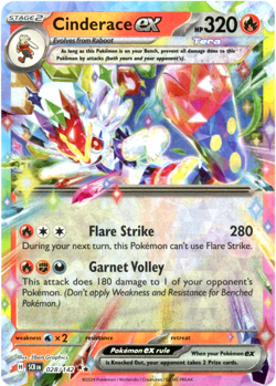 Cinderace ex - 028/142 - Double Rare - Stellar Crown - Pokemon - English LP/NM - Image 1