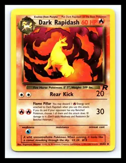 💥 Dark Rapidash # 44/82 Team Rocket Set Non Holo Pokemon 2000 Vintage - Image 1