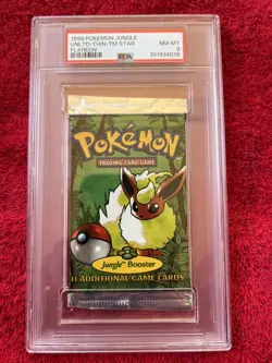 1999 POKEMON JUNGLE Unlimited Thin Font TM Star FLAREON NM-MT PSA 8 - Image 1