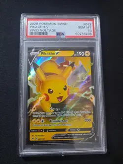 Pokemon TCG Sword & Shield Vivid Voltage Pikachu V Card 043/185 GEM MT PSA 10 - Image 1