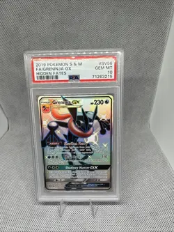 Pokemon Sun and Moon Greninja GX Hidden Fates SV56/SV94 Holo Full Art PSA 10 - Image 1