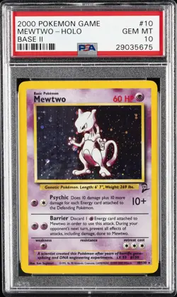 2000 POKEMON GAME BASE II #10 MEWTWO-HOLO PSA 10 - Image 1