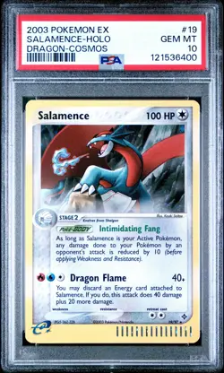 2003 POKEMON EX DRAGON #19 SALAMENCE-HOLO DRAGON-COSMOS PSA 10 GEM MINT - Image 1