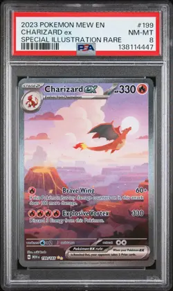 2023 POKEMON MEW EN-151 SPECIAL ILLUSTRATION RARE #199 CHARIZARD EX PSA 8 - Image 1