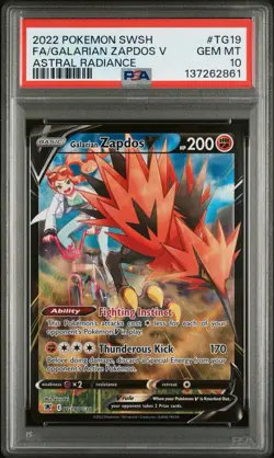 Pokemon TCG Galarian Zapdos V Holo Astral Radiance TG19 PSA 10 - Image 1