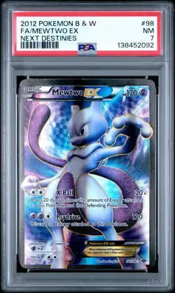 2012 POKEMON B&W NEXT DESTINIES #98 FULL ART/MEWTWO EX PSA 7 - Image 1