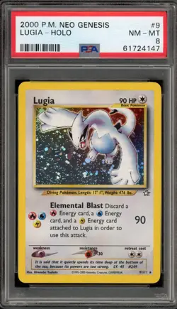 Pokemon Lugia Neo Genesis Unlimited Holo Rare #9 PSA 8 - Image 1