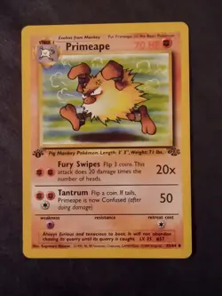 Primeape Jungle Stage 1 Pokemon Card 43/64 1st Edition WOTC - Image 1