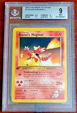 🔴BGS 9🔴Pokemon Gym Heroes - 1st Edition BLAINE'S MAGMAR 37/132 - Image 1