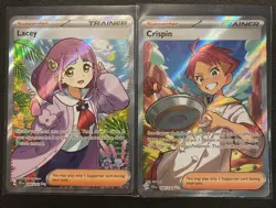 Pokemon Stellar Crown, Trainer Lacey & Crispin, Holo Rare, NM/M, No Scratches! - Image 1