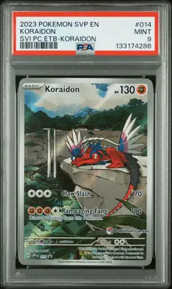 2023 POKEMON SCARLET & VIOLET POKEMON CENTER ETB PROMO EN #014 KORAIDON PSA 9 - Image 1