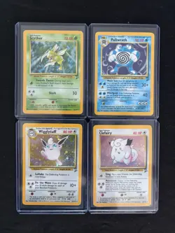 Pokemon TCG Base Set 2 Holo Bundle: Clefairy, Wigglytuff, Poliwrath, Scyther - Image 1