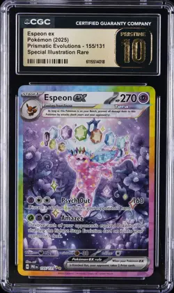 2025 POKEMON PRISMATIC EVOLUTIONS ESPEON EX SIR HOLO #155 CGC 10 PRISTINE - Image 1