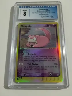 2004 Pokemon Slowpoke Reverse Holo EX Team Magma Aqua Chumlee Auto CGC 8 45/95 - Image 1