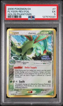FLYGON REVERSE HOLO FOIL STAMPED #7 2006 POKEMON EX HOLON PHANTOMS PSA 5 - Image 1