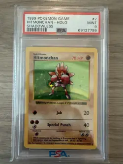1999 Pokemon Hitmonchan Shadowless PSA 9 Mint Holo #7 - Image 1