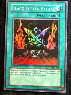 Yu-Gi-Oh! Black Luster Ritual 1st Edition Spell Card SYE-025 1996 Kazuki Takahas - Image 1