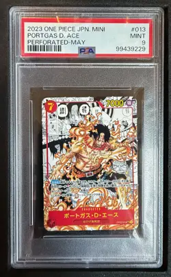PSA 9 Ace OP02-013 MINI Manga Alt Art Japanese One Piece Card (Shounen Jump May) - Image 1
