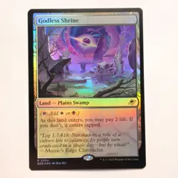 Wizards Godless Shrine EOE 0254 Land Foil Rare White Black Magic: The Gathering - Image 1