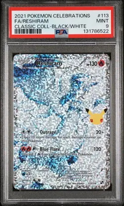 2021 Pokemon Celebrations Classic Collection 113 Full Art Reshiram PSA 9 - Image 1