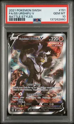 Pokemon TCG Single Strike Urshifu V Ultra Rare Holo Battle Styles 151/163 PSA 10 - Image 2