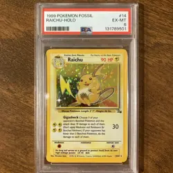 Raichu 14/62 Fossil Holo PSA 6 1999 Pokemon TCG Wizards English Mitsuhiro Arita - Image 1