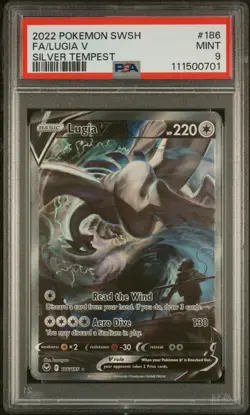 2022 POKEMON SWORD & SHIELD SILVER TEMPEST #186 FULL ART/LUGIA V PSA 9 - Image 1