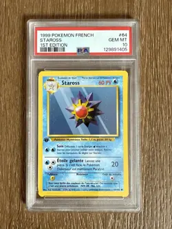 1999 Pokemon STARMIE / STAROSS 1st Edition 64/102 Base Set FRENCH PSA 10 GEM - Image 1