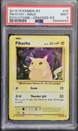Pikachu (Holo) 2016 Pokemon XY Evolutions Cracked Ice#35 (PSA 9) - Image 1