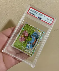 Venusaur PSA 8 Prism Merlin Pokemon 2 Sticker 2000 Mint (Slab Damaged) - Image 1