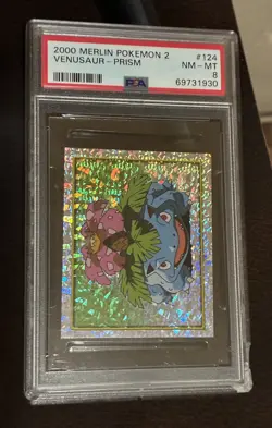Venusaur PSA 8 Prism Merlin Pokemon 2 Sticker 2000 Mint (Slab Damaged) - Image 2