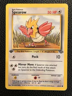 Pokemon TCG Jungle Spearow Card 62/64 Regular Common 1st Edition MP - Image 1