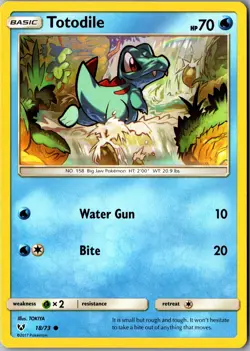 Totodile 18/73 Common Shining Legends LP Pokemon Card - Image 1