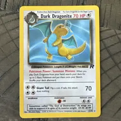 Dark Dragonite 22/82 Non-Holo Team Rocket Vintage Pokemon Card - Image 1