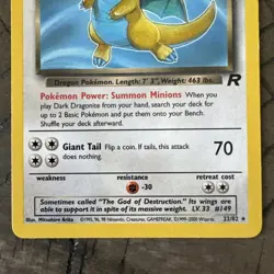 Dark Dragonite 22/82 Non-Holo Team Rocket Vintage Pokemon Card - Image 3