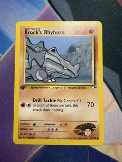Pokemon TCG Brock's Rhyhorn Gym Heroes 1st Edition Common Card 70/132 - Image 1