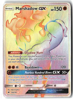 Marshadow GX ⭐ 156/147 Holo Rare Rainbow Burning Shadows 2017 Pokemon NM - Image 1
