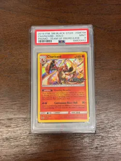 2019 POKEMON SM BLACK STAR PROMO TEAM UP PRERELEASE #SM158 CHARIZARD-HOLO PSA 9 - Image 1