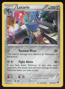 Lucario 63/124 Holo Rare Pokemon TCG Fates Collide LP - Image 1