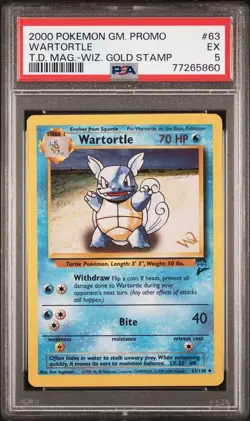 Pokemon Wotc 2000 Base Set 2 Wartortle W Stamp Promo PSA 5 - Image 1