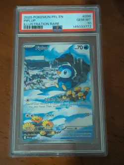 PSA 10 GEM MT Piplup 098/094 Pokemon Phantasmal Flames Illustration Rare - Image 1