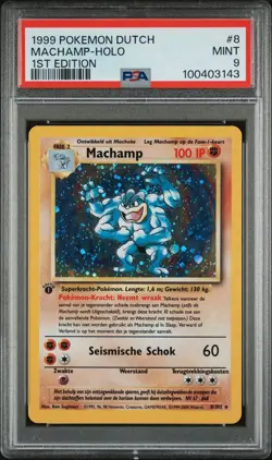1999 Pokemon DUTCH 1st Edition Base Set Machamp Holo 8/102 PSA 9 MINT - Image 1