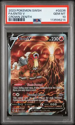 Pokemon TCG Crown Zenith Entei V Ultra Rare Holo GG36/GG70 2023 PSA 10 - Image 1
