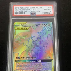 2019 Pokemon Hidden Fates Moltres Zapdos Articuno GX 69/68 Secret Rainbow PSA 8 - Image 2