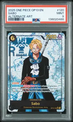 Sabo 2025 One Piece OP13 English Alternate Art PSA 9 POP 2 #120 - Image 1