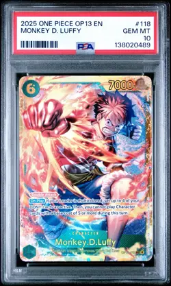 Monkey D. Luffy 2025 One Piece OP13 English #118 PSA 10 Gem Mint Low Pop - Image 1