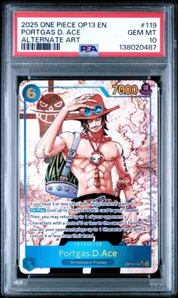 Portgas D. Ace 2025 One Piece OP13 English Alternate Art PSA 10 #119 - Image 1