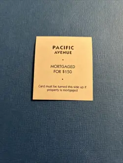 1998 Monopoly Property Deed Card PACIFIC AVENUE Game Piece Part - Image 2